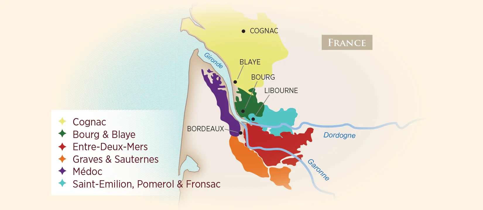 Wine Regions of Bordeaux. Map from AmaWaterways