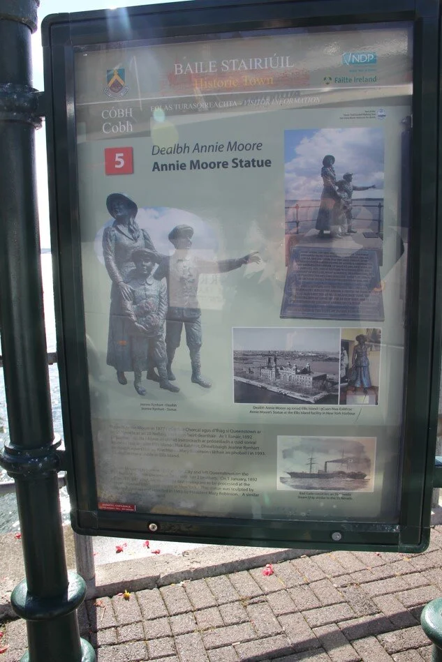 Sign explaining the Annie Moore statue.