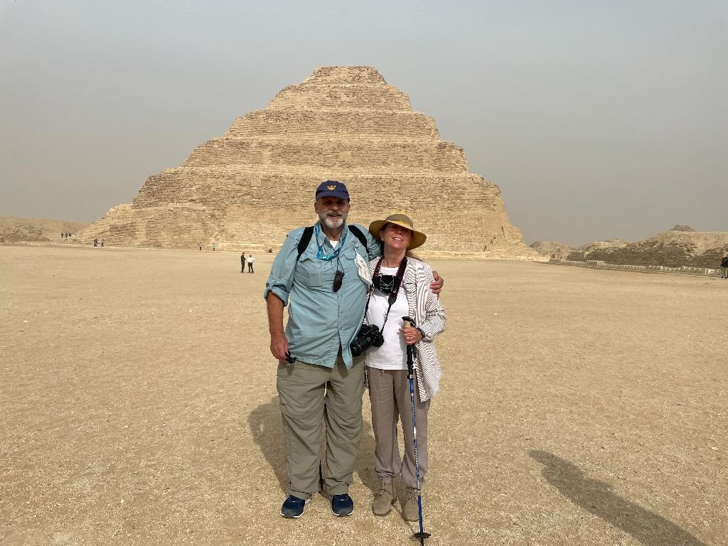 Hank &amp; Anne in front of the Step Pyramid