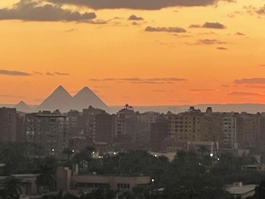 The 3 Pyramids of Giza at Sunset