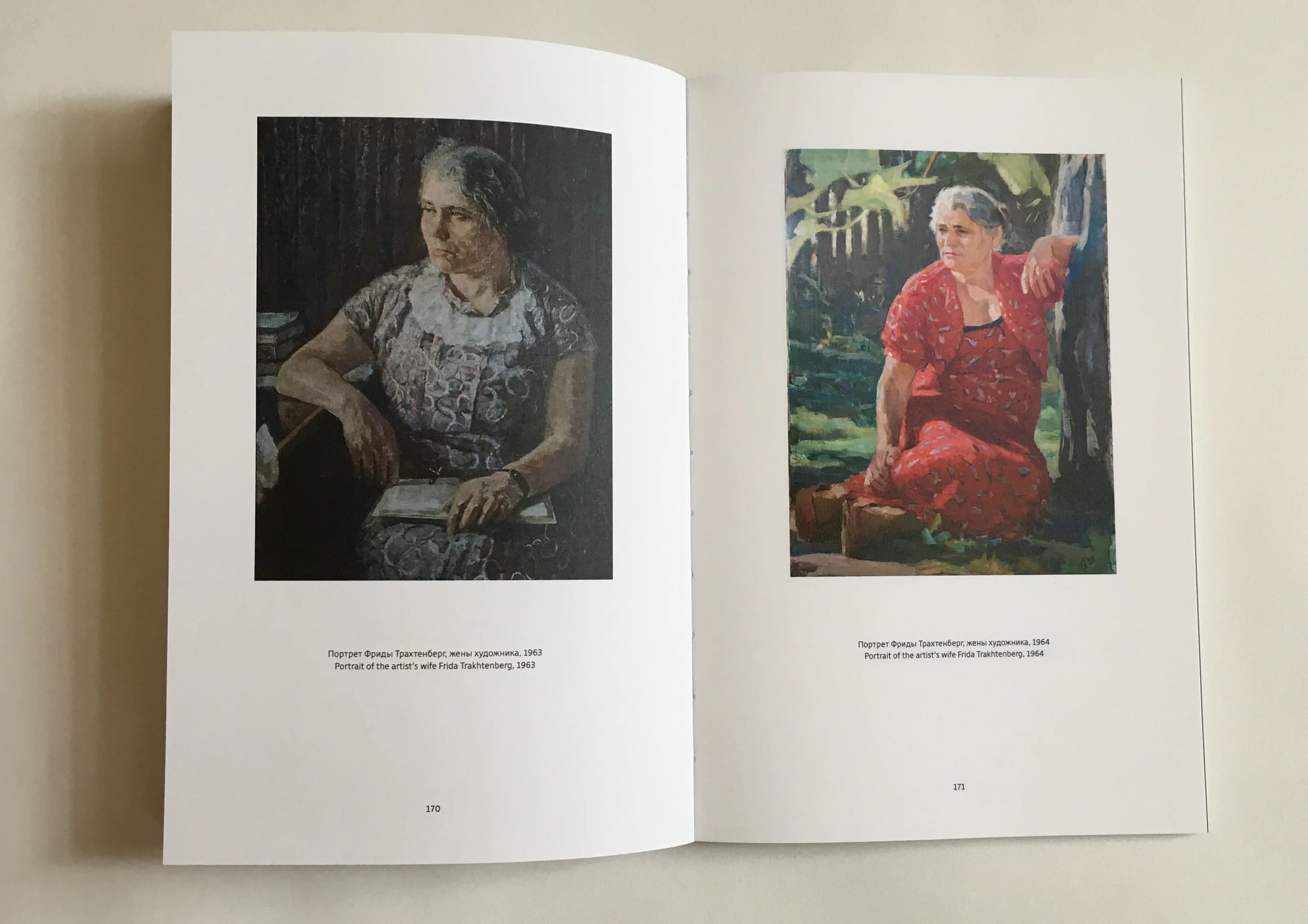 Two portraits Nikolay made of his wife, Frida.
