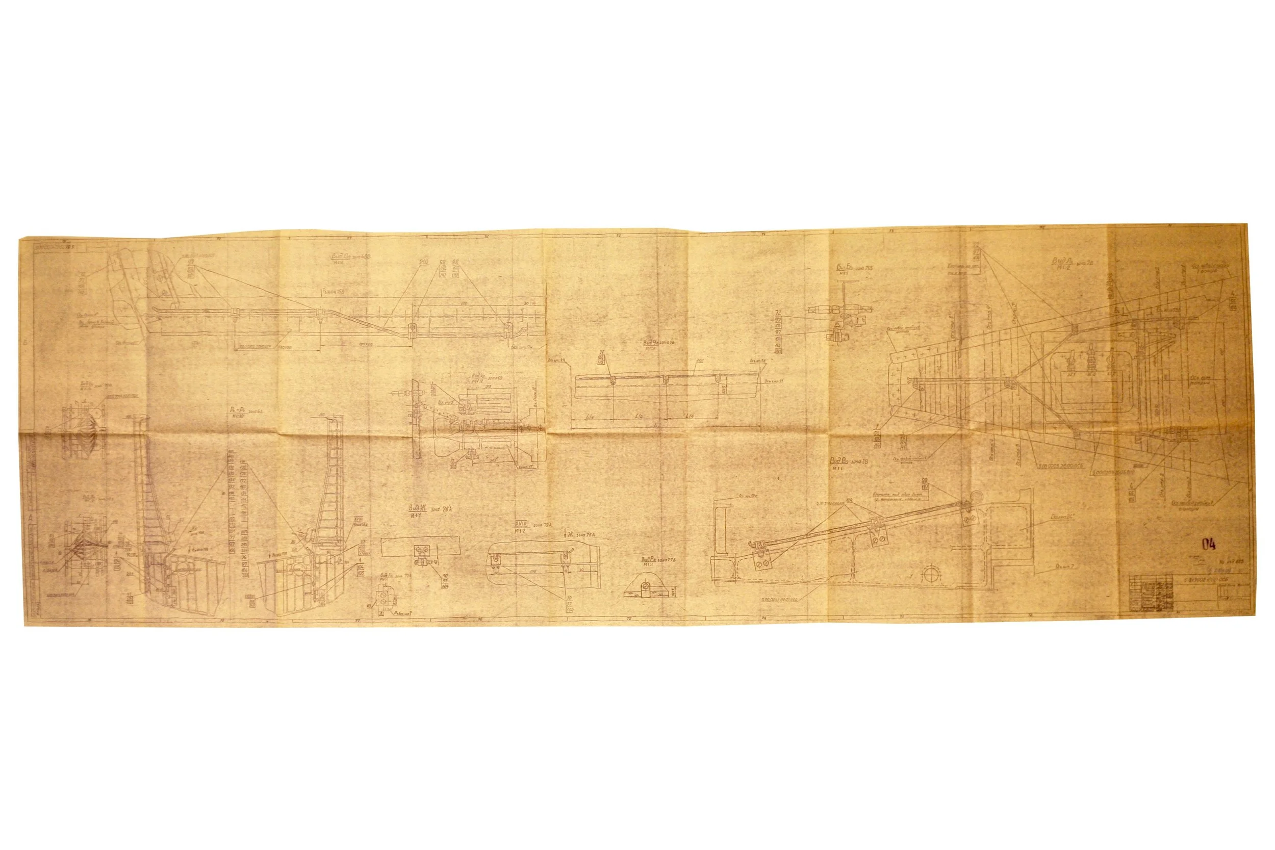 Blueprint Space Shuttle Buran 3M (0.03/OK-KS) Size 190 cm x 59 cm