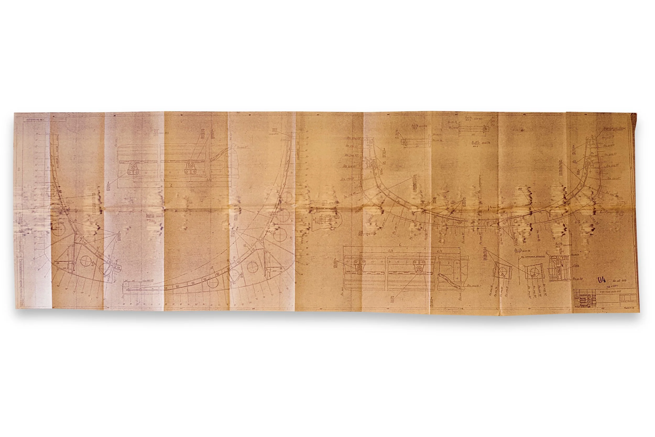 Blueprint Space Shuttle Buran 3M (0.03/OK-KS) Size 190 cm x 63 cm