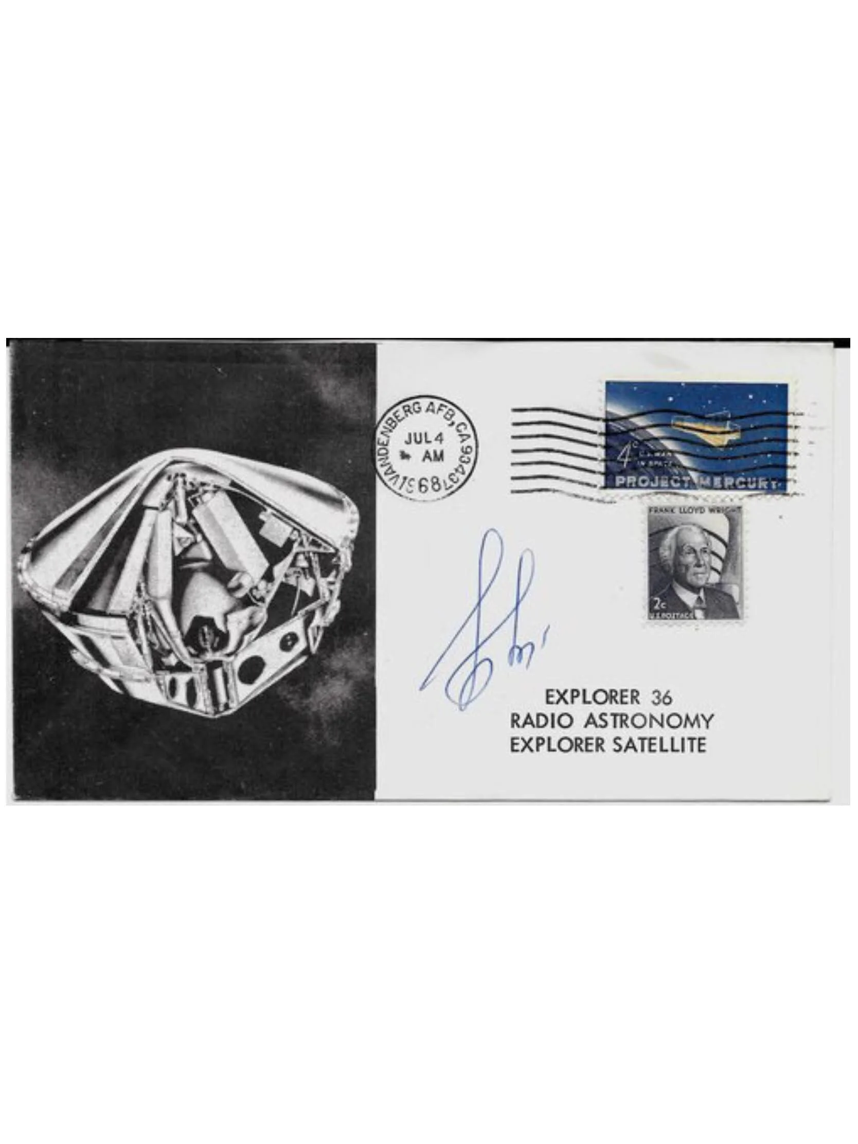  Explore 36 Satellite Space Cover Signed by Soviet Cosmonaut V. Bykovsky Rare