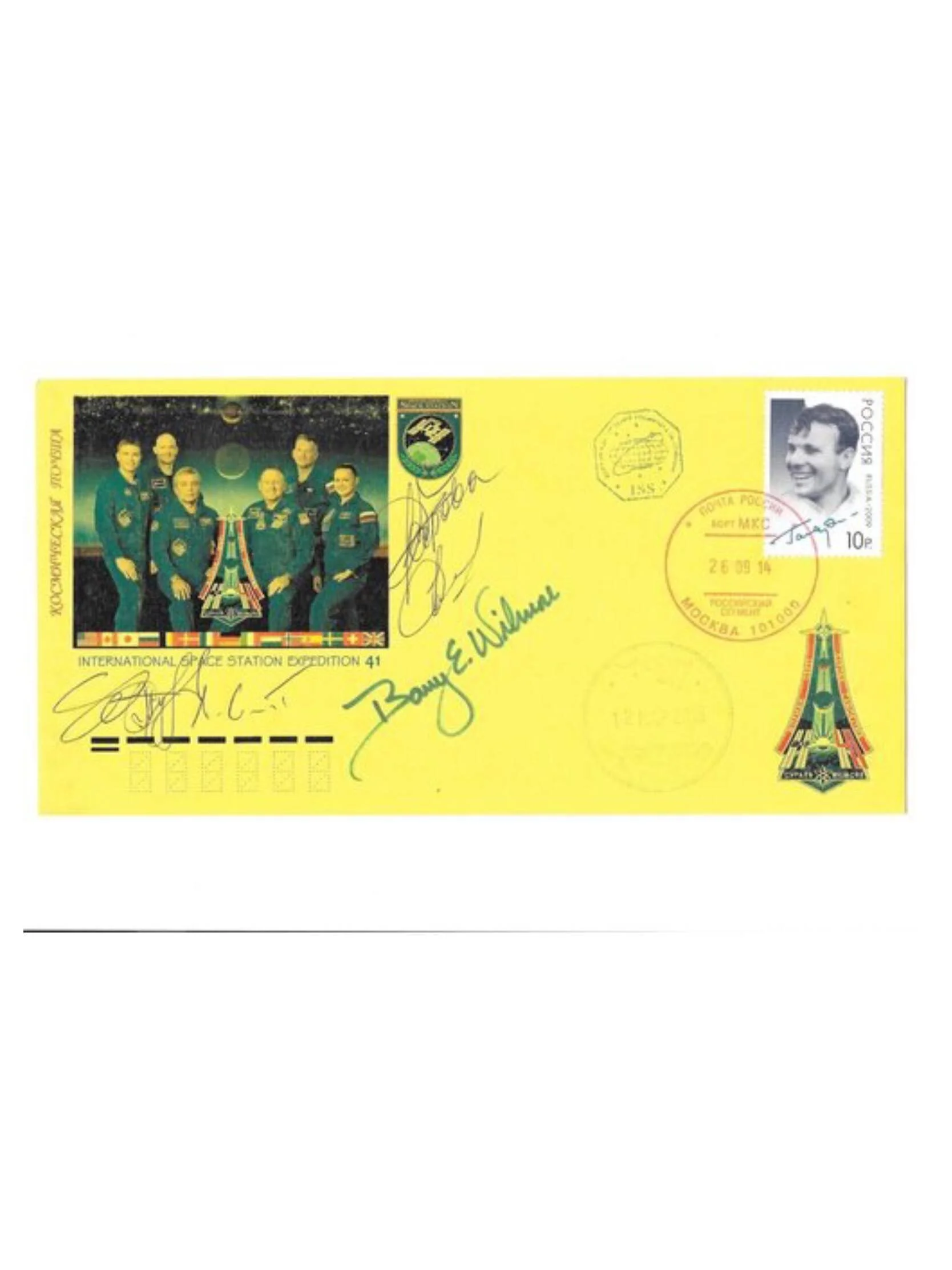 ISS Expedition 41/42 Flown Space NPO Energia Cover Signed by Cosmonauts