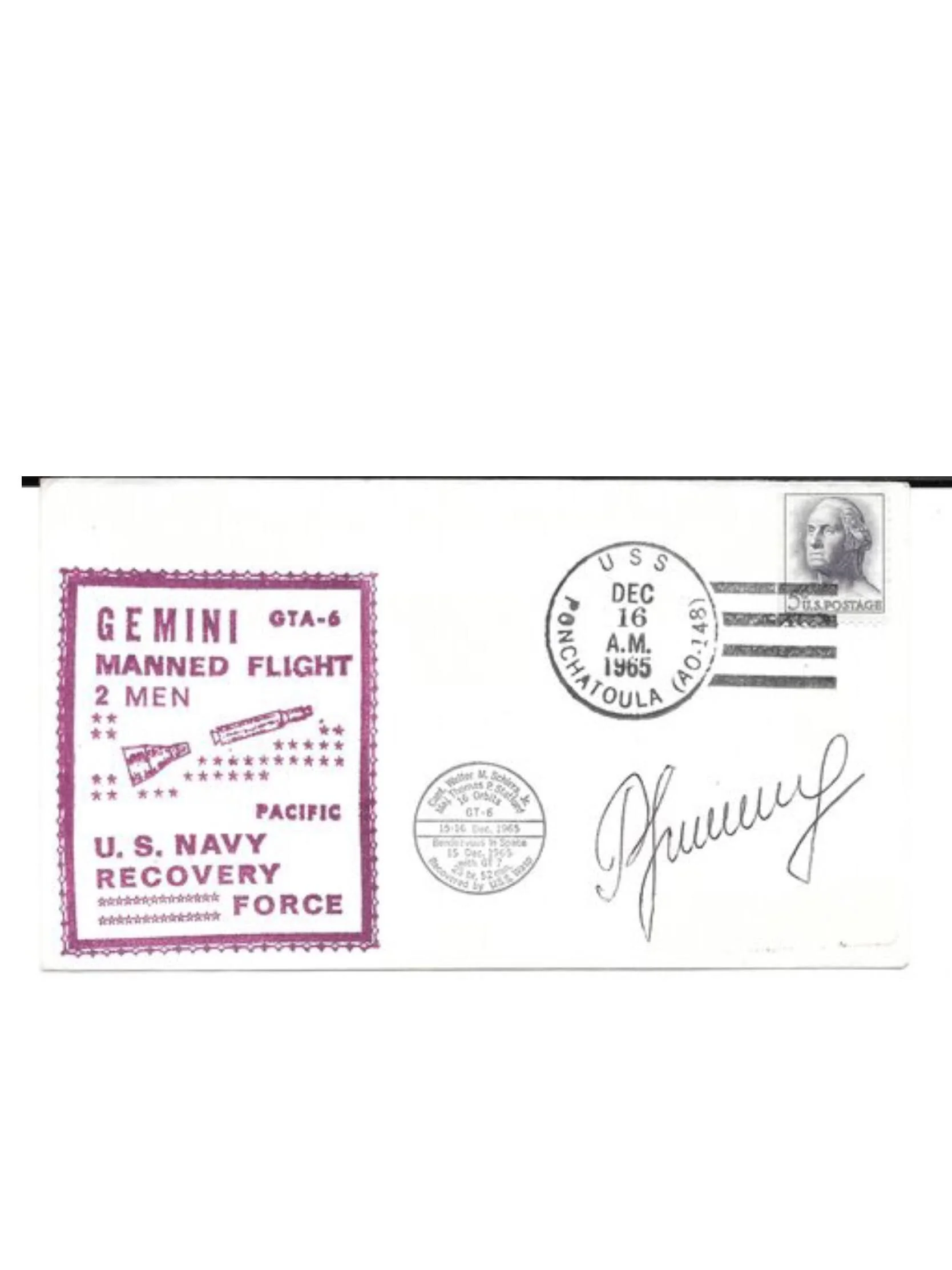 Cosmonaut Rukavishnikov Signed Gemini Recovery Force U.S. Navy Space Cover