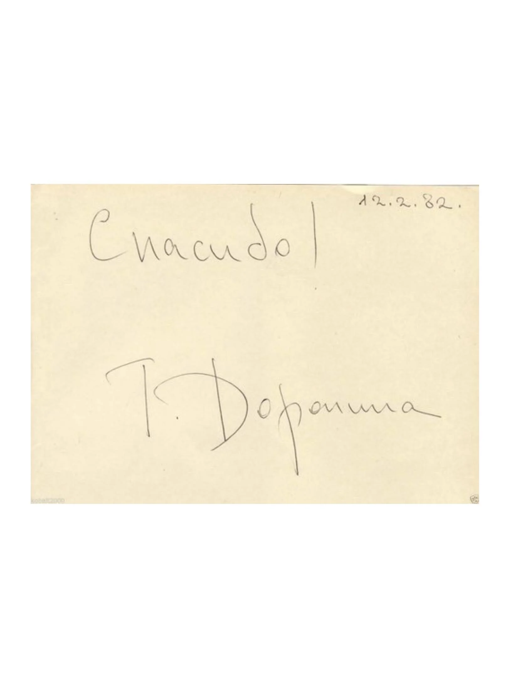 Soviet Russian Actress USSR T. Doronina Handwritten Note Autograph