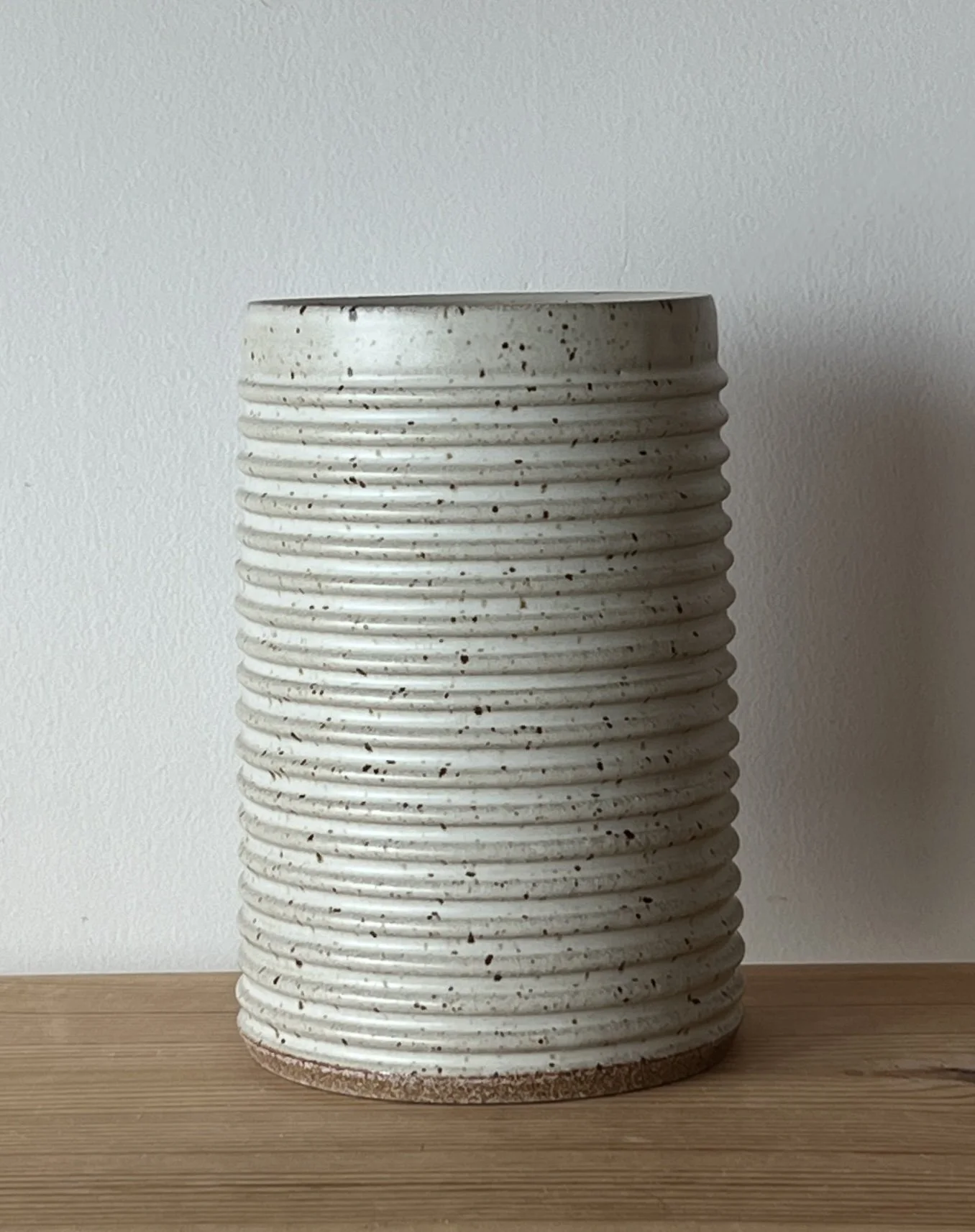 Matte White Ribbed Tower Vase
