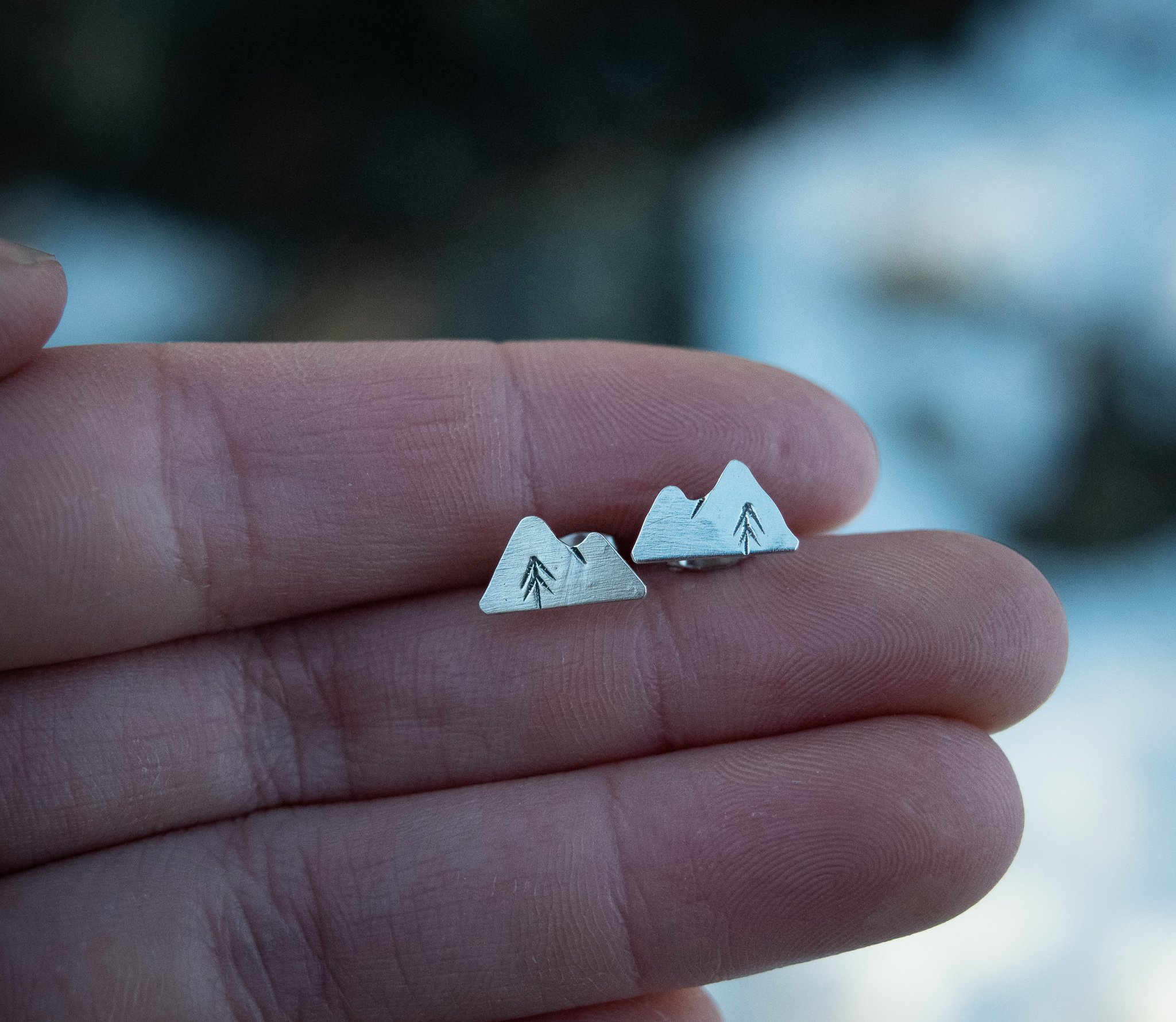 Mountain and Pine Stud Earrings- Made to Order