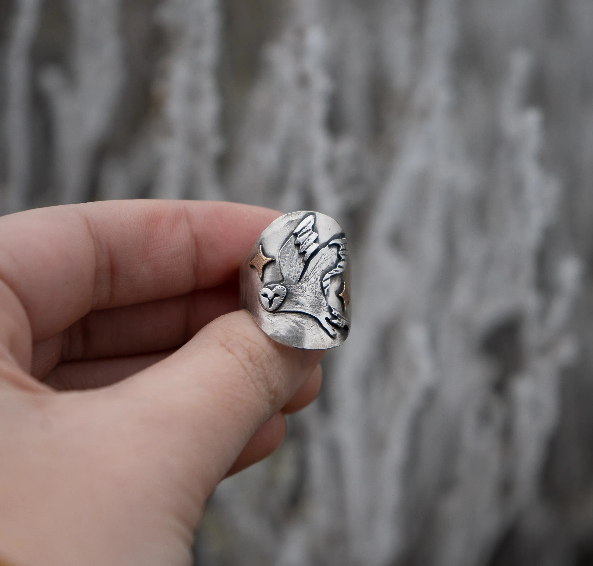 The Barn Owl Ring -Finger Size 7.50-