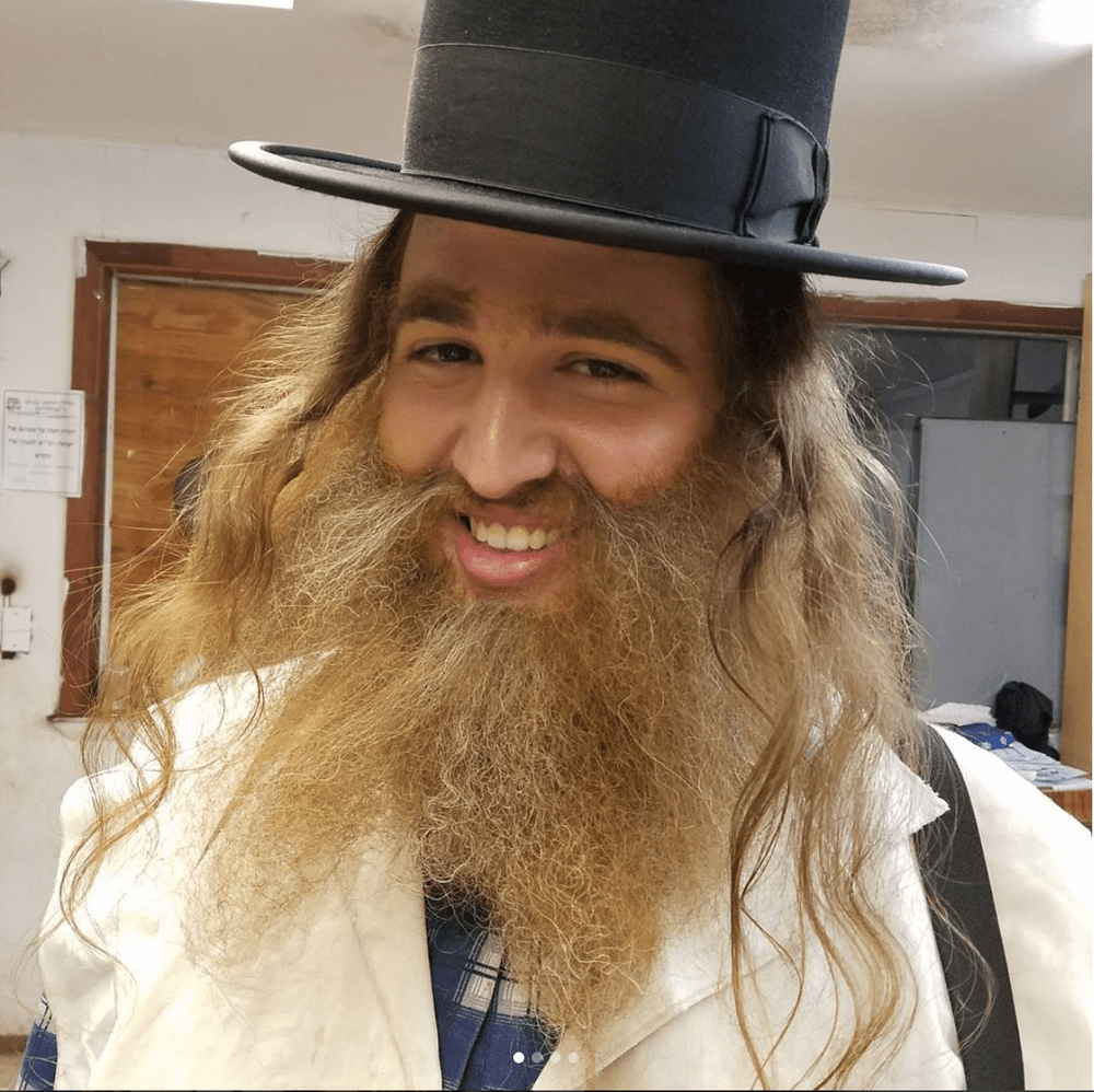 Full beard built by hand with crepe hair