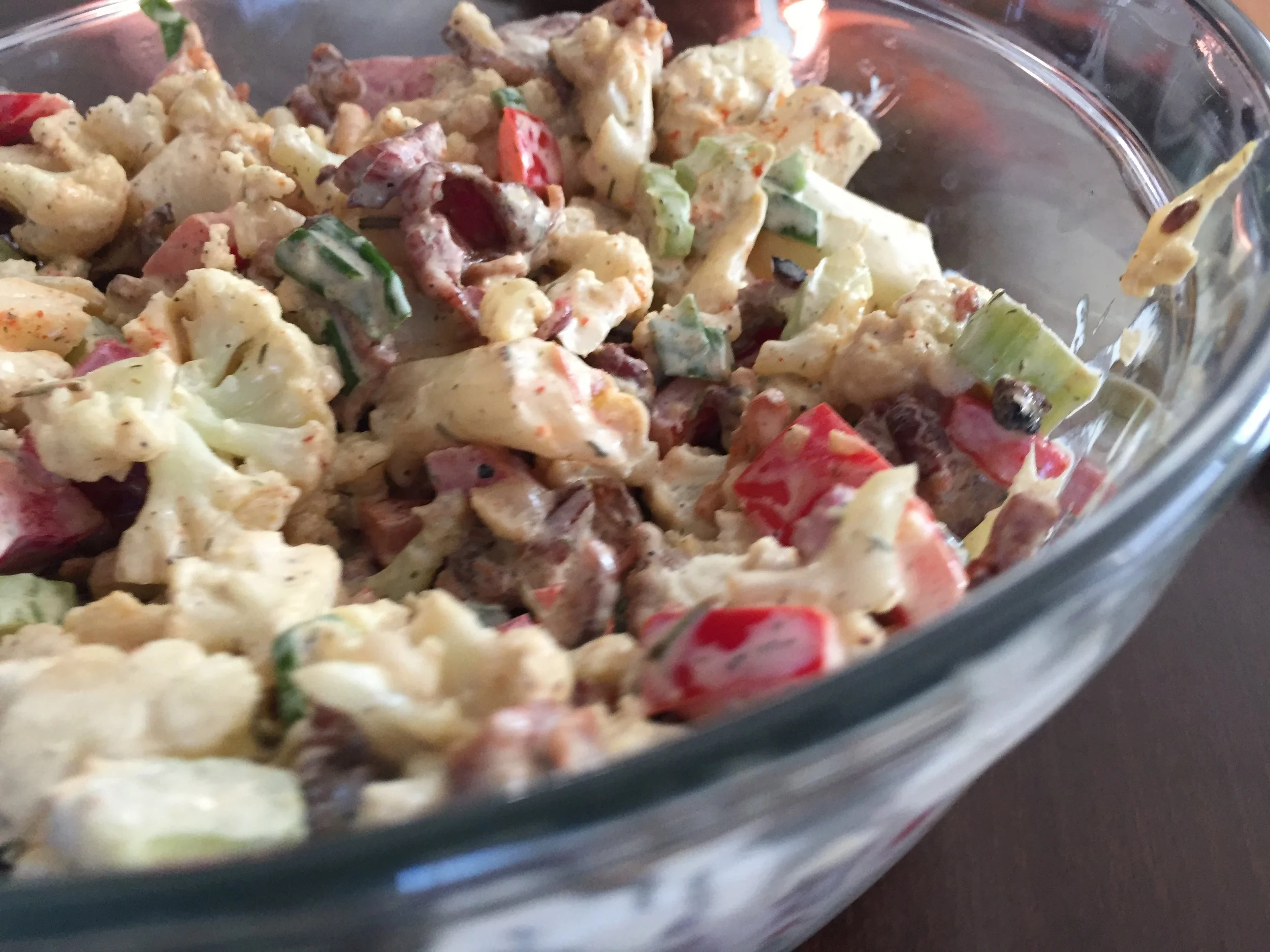 Faux-tato (Cauliflower) Salad - Low Carb, Keto Approved! 