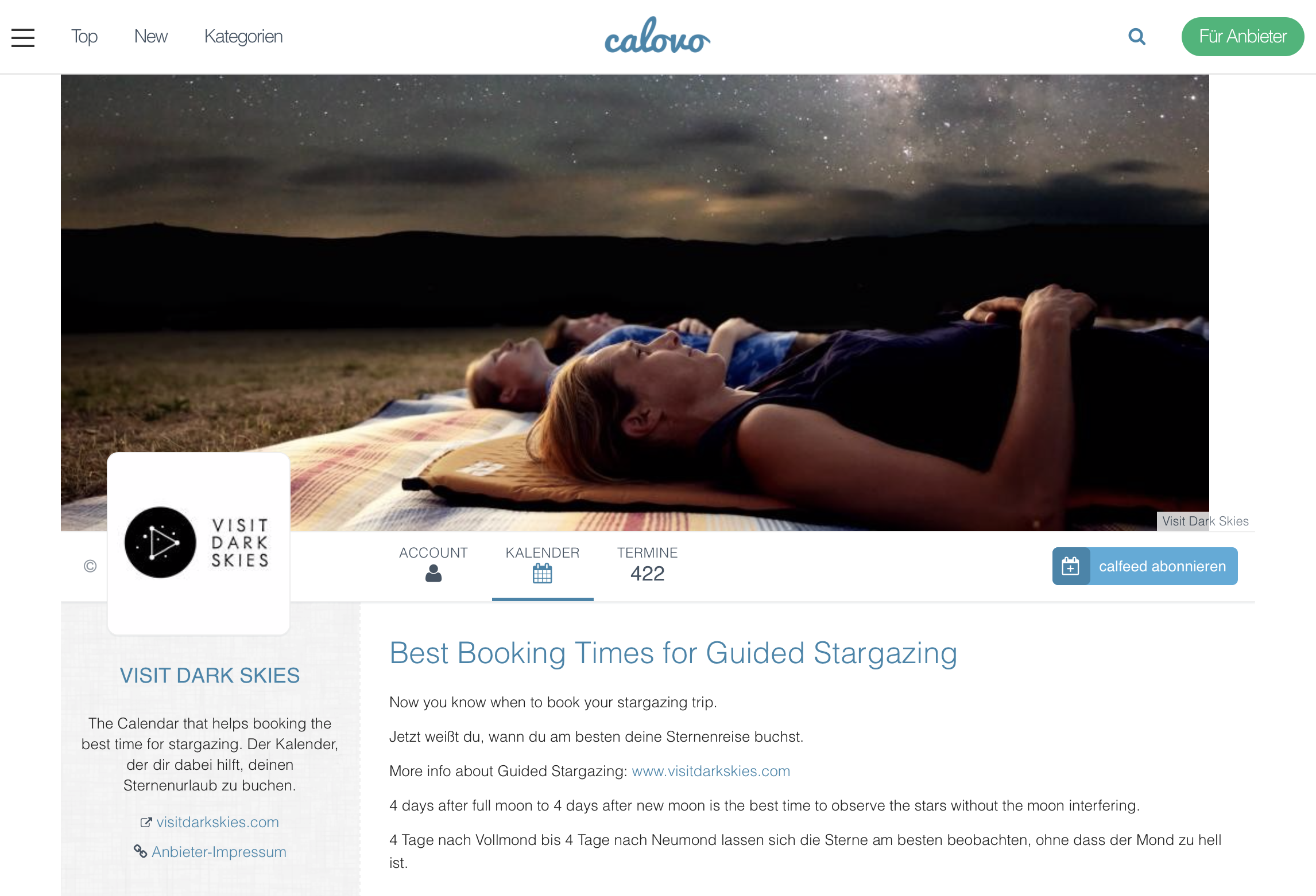 Die besten Zeiten zum Sternegucken direkt in deinem Kalender