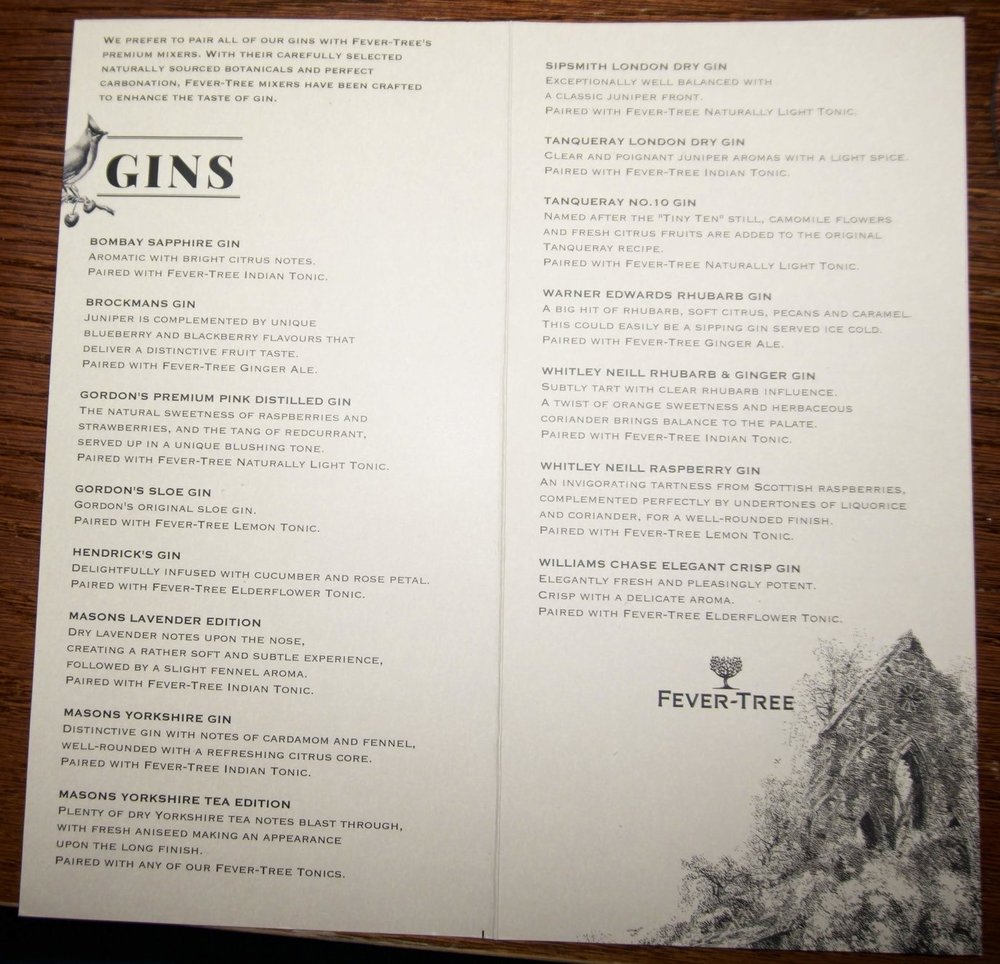 lots of gin options!!
