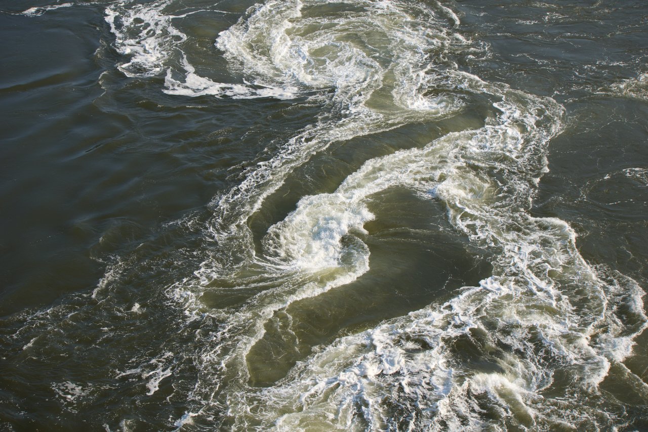 Swirling waters at the reversing falls