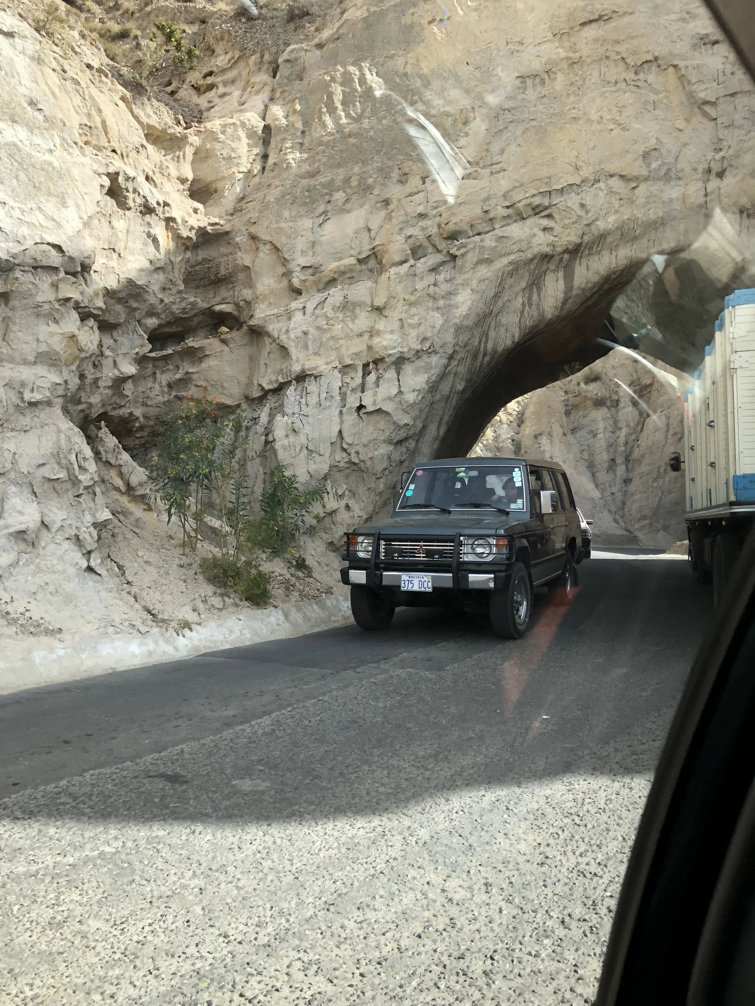 This is an image I took out of the window on our taxi ride up to Valle de la Luna in Bolivia. I for sure thought we were going to go flying off the side of the cliff into the valley of doom below.