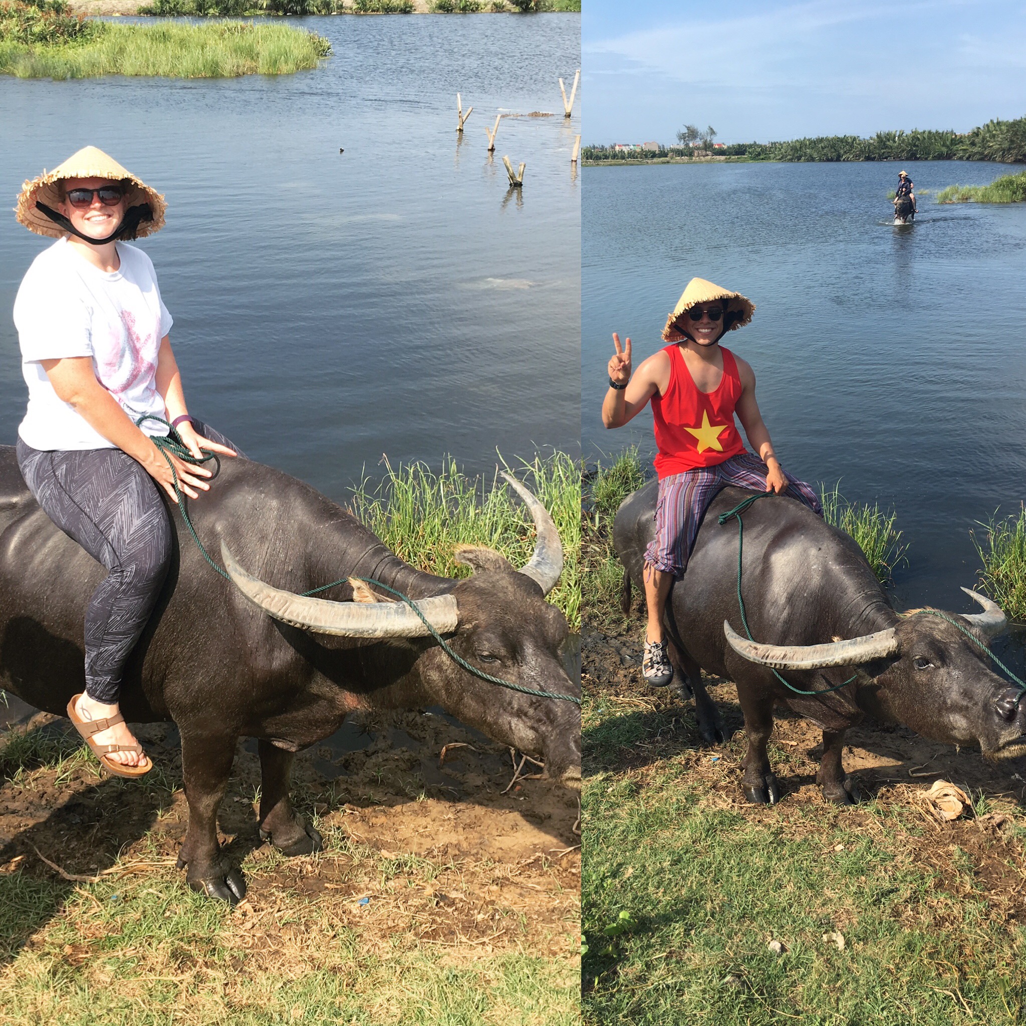 Travel makes you do weird things like: hop on the back of a water buffalo and ride out into the water.