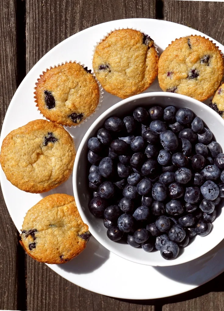 Vegan blueberry banana muffins.