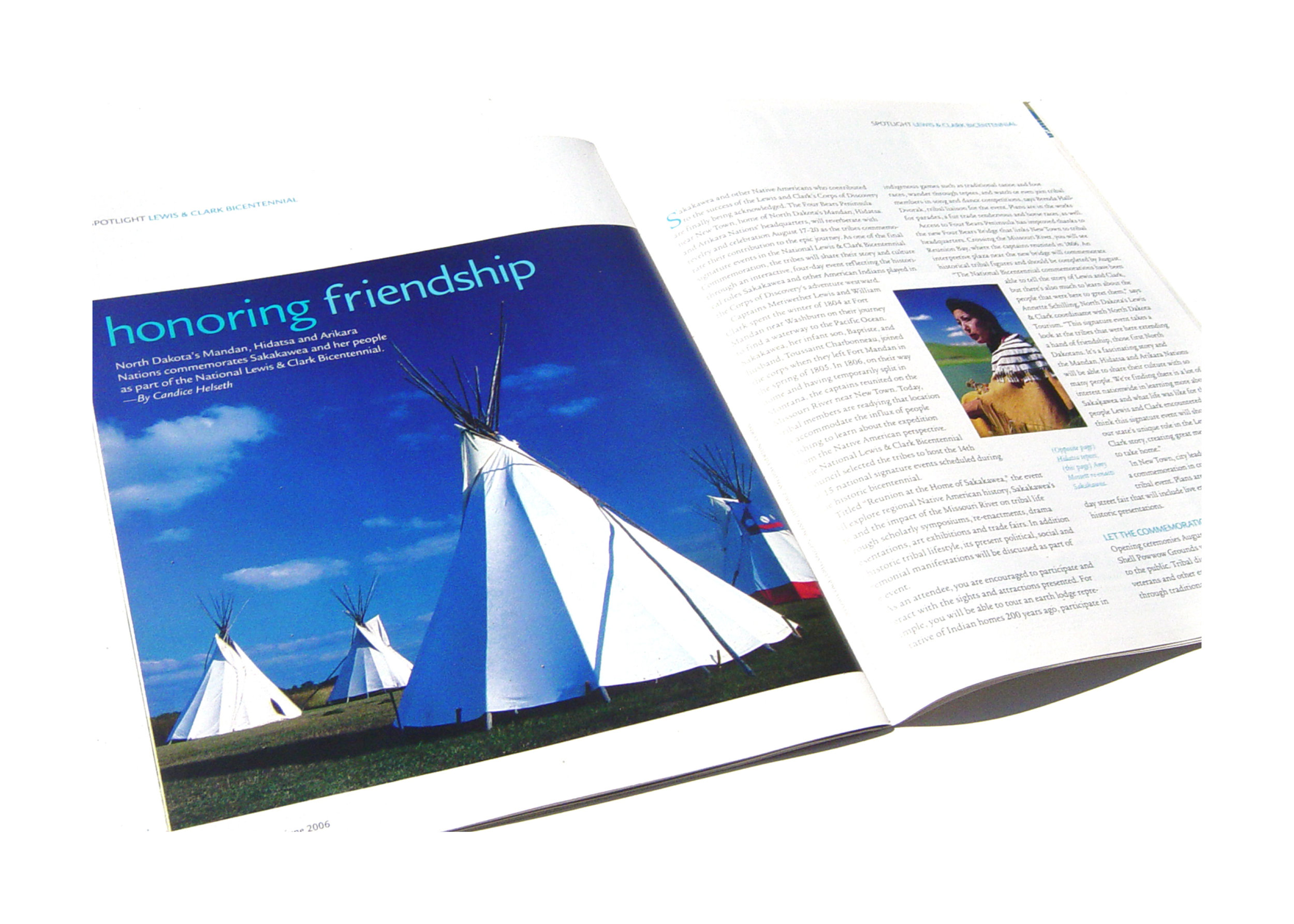 Sakakawea article design for AAALiving magazine