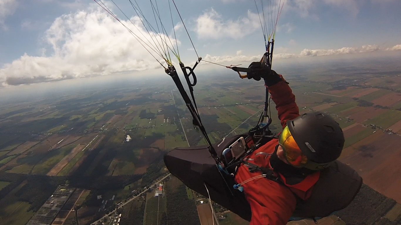 ABOVE Calef Letorney showing off the view at Mont Yamaska, Quebec, one of the sites where he teaches soaring and XC flying.