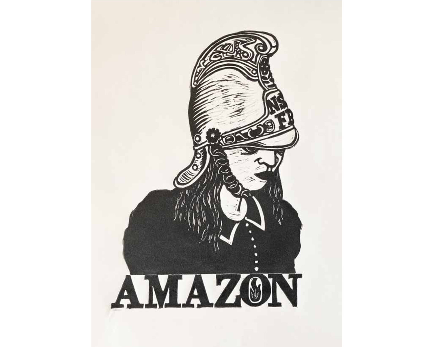 Young Amazon, Jules Harris, linocut.jpg