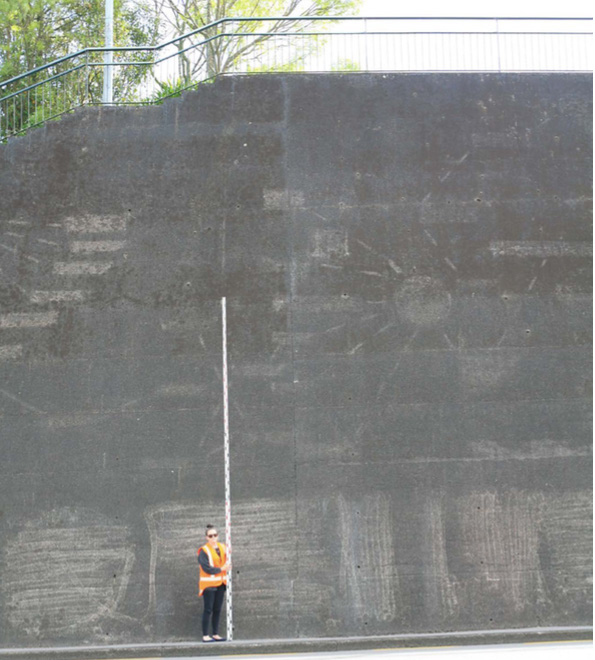8-metre retaining wall with 0.9m fence above