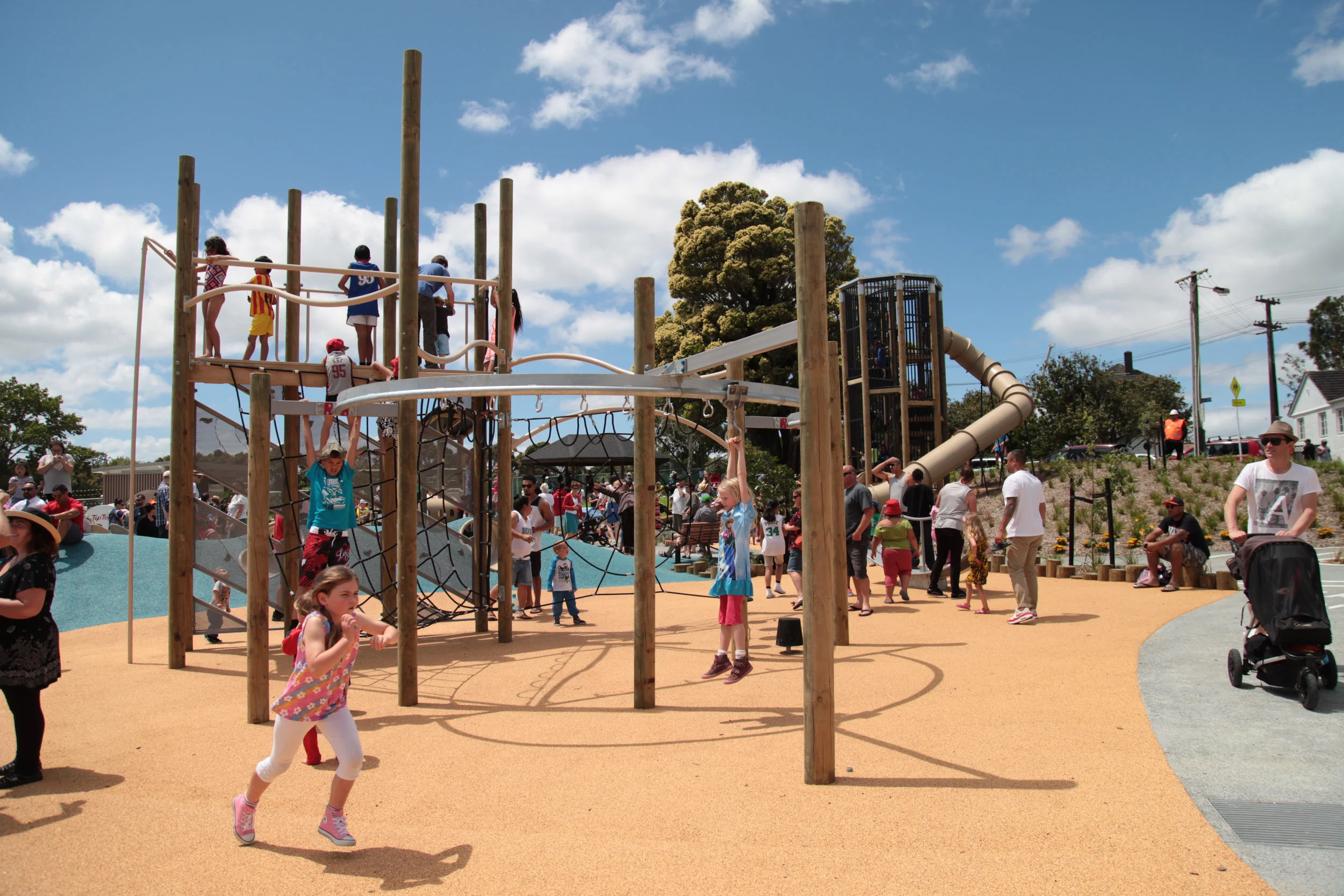 Another view of Waterview park featuring equipment from Playground centre.