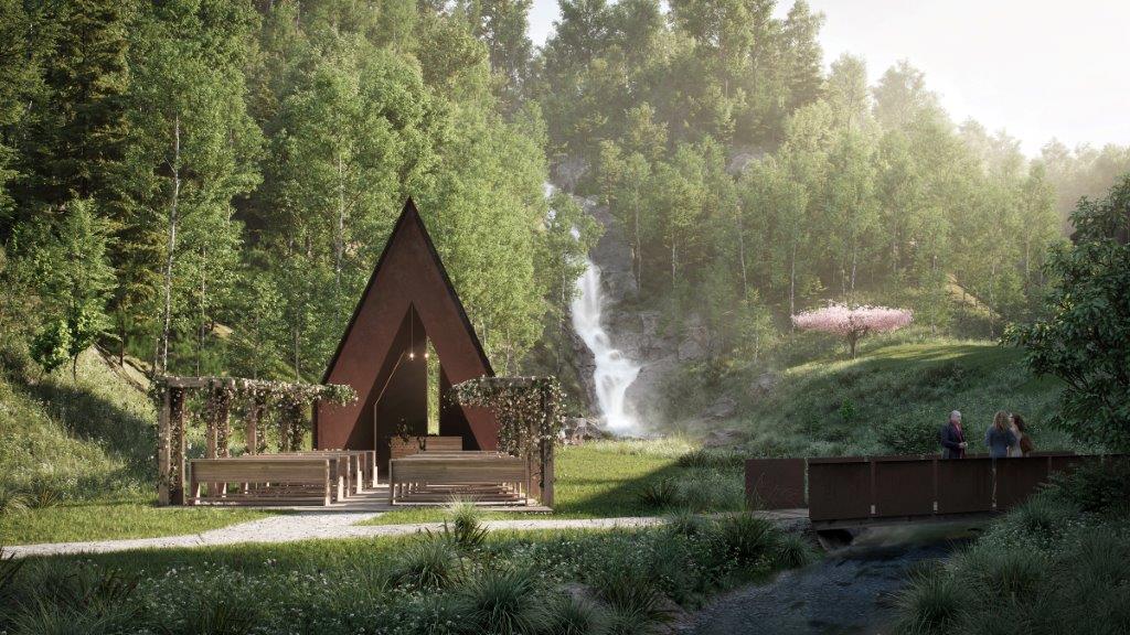 The development includes a chapel and spa.