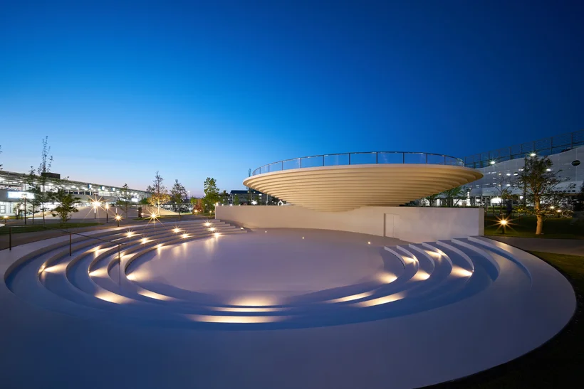 The plaza is designed so all roof tops are engaged. Photo credit - Daici Ano