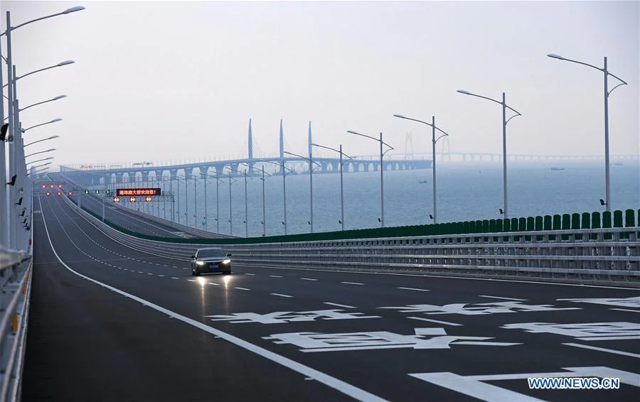 The newly opened bridge spans 55 kms and cost NZ$30 billion to complete.