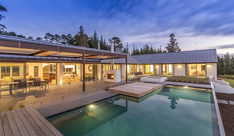 Scale and proportion are important for pool design. This pool sits easily into the house enclosure, with almost seamless connection