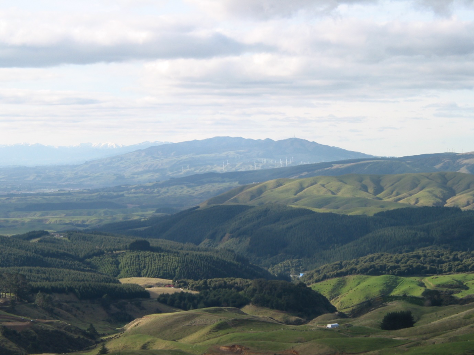The natural backdrop and playground for the people of Palmerston North City. The Northern Tararua Ranges with the Ruahine Ranges in the background.