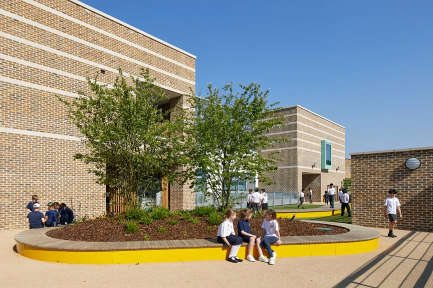 All the outdoor learning spaces are south facing to maximise their sunlight. Photo credit: Paul Riddle.