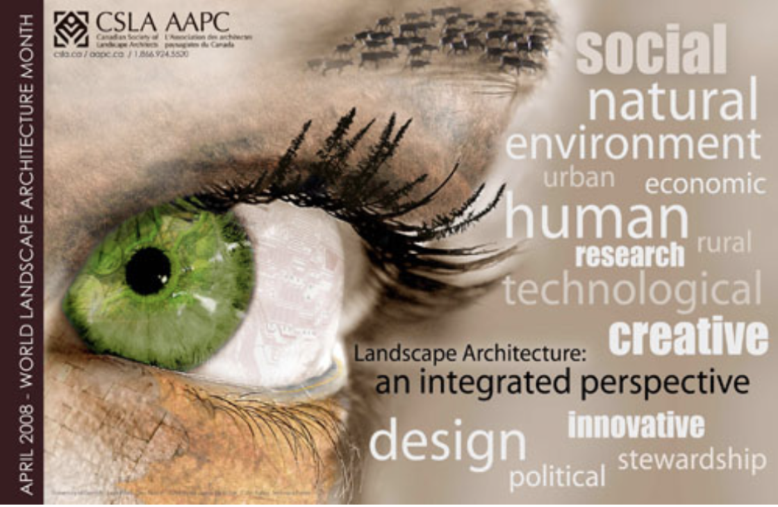 The official poster for the inaugural World Landscape Architecture Month in 2008.