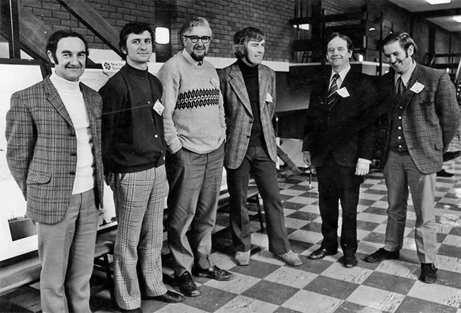 NZILA’s 1974 Executive Committee. Chairman Tony Jackman who wrote this editorial, is third from the right.