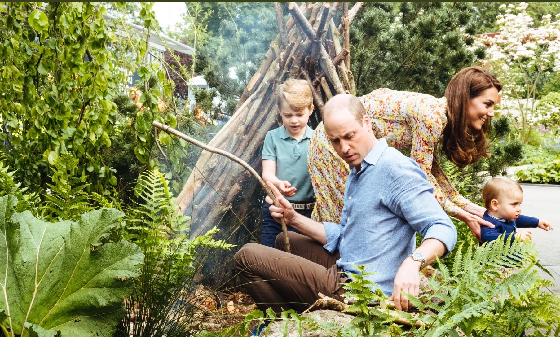 The Duchess’ children helped her gather moss, leaves and twigs to decorate the #RHSChelsea Back to Nature Garden. Photo credit: Matt Porteous/Kensington Palace
