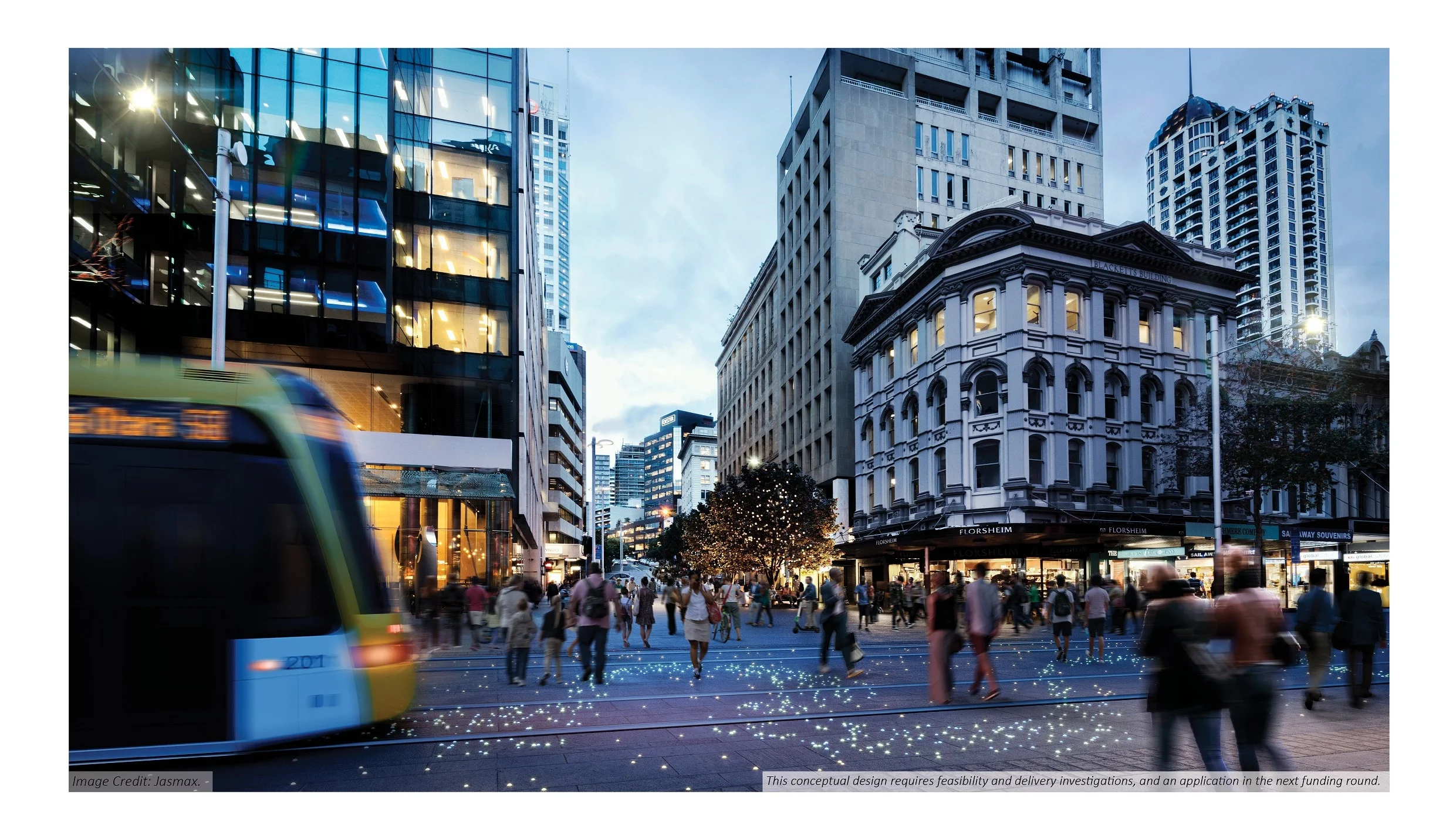 In the future Queen St and adjoining streets like Shortland St, will be further pedestrianised. Image credit: Jasmax