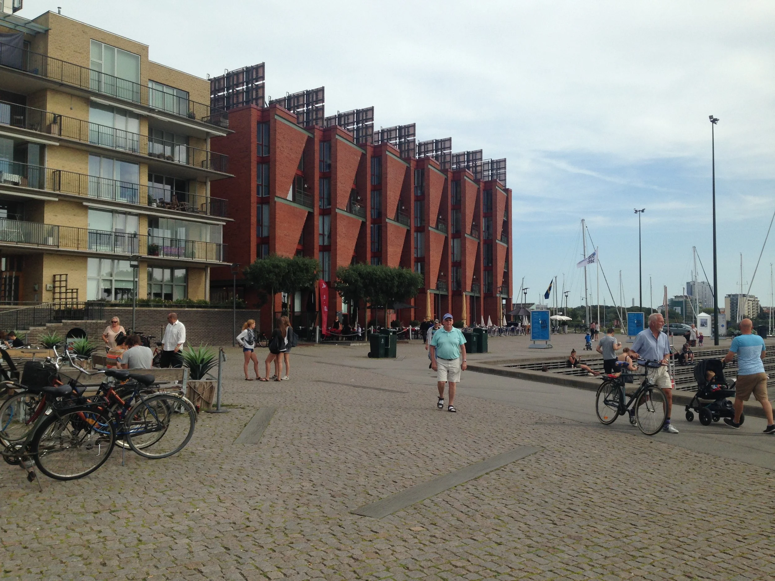 Vibrant pedestrian life in the seaside suburb of Malmo, Sweden.