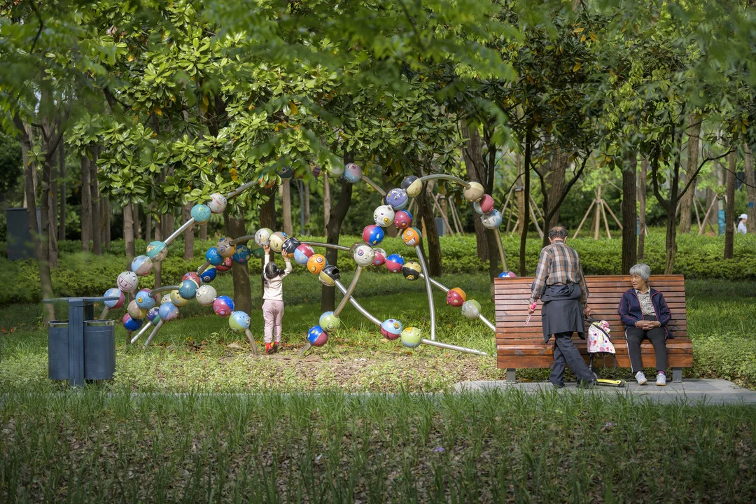 Families can interact with the sculptures