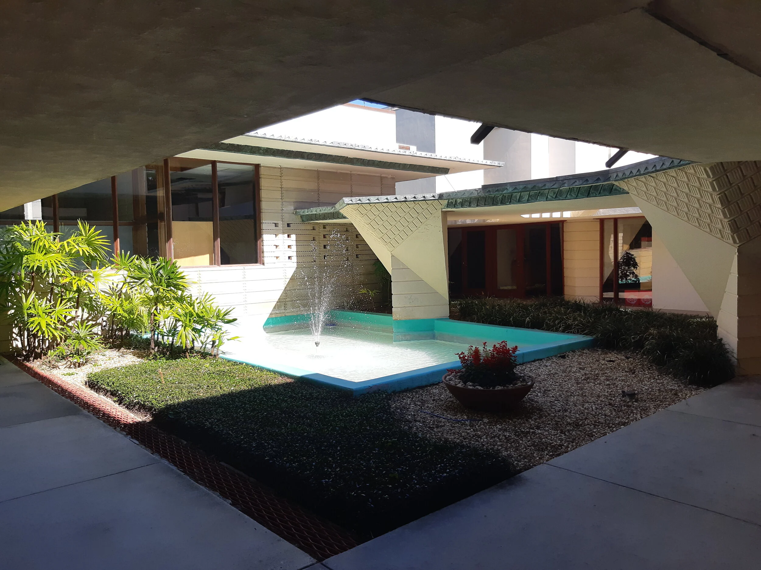 Simple structural planting in the courtyard of the Emile E. Watson Administration Building.