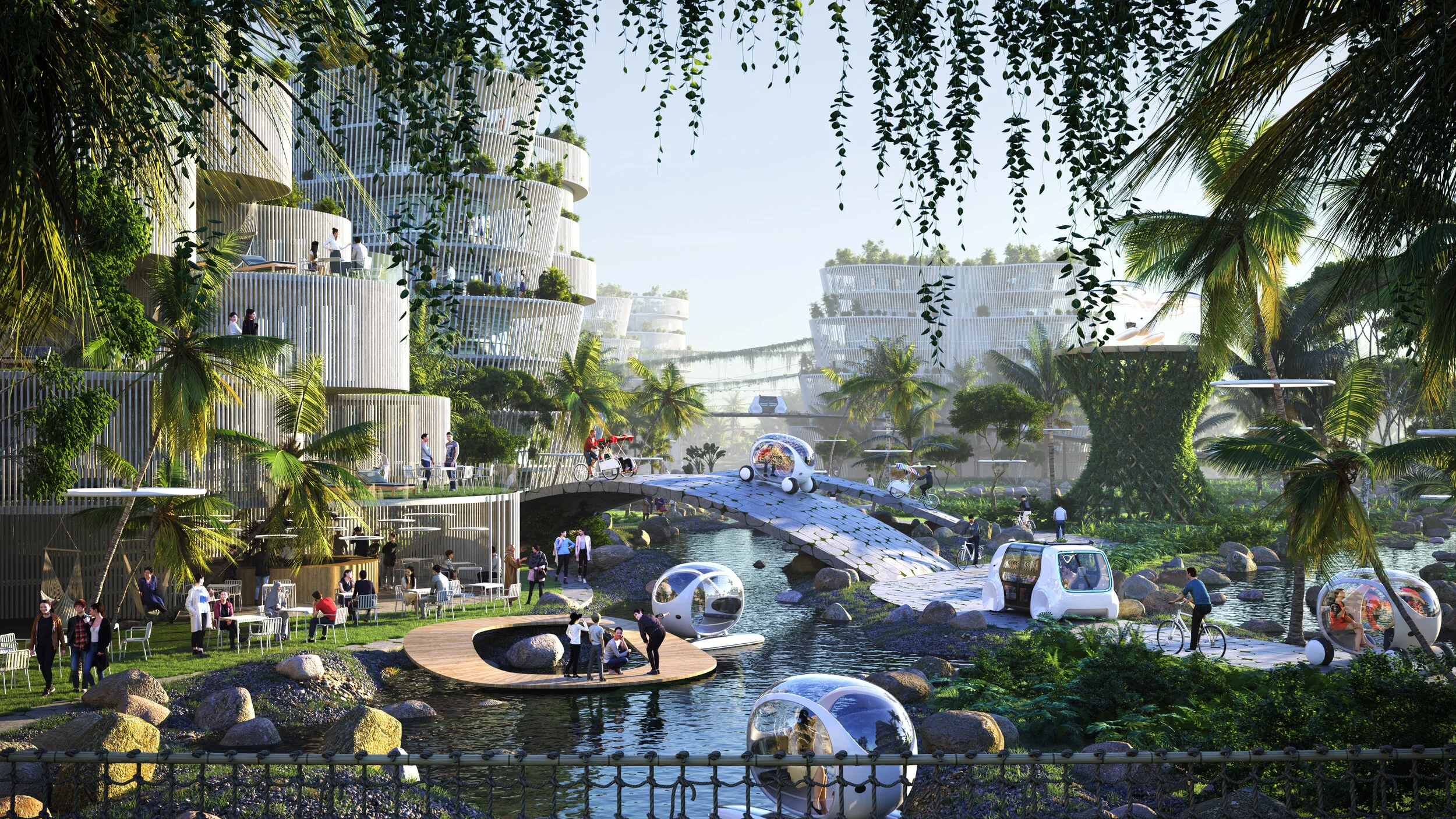 Waterways, rail and different kinds of personal mobility are planned for the development.