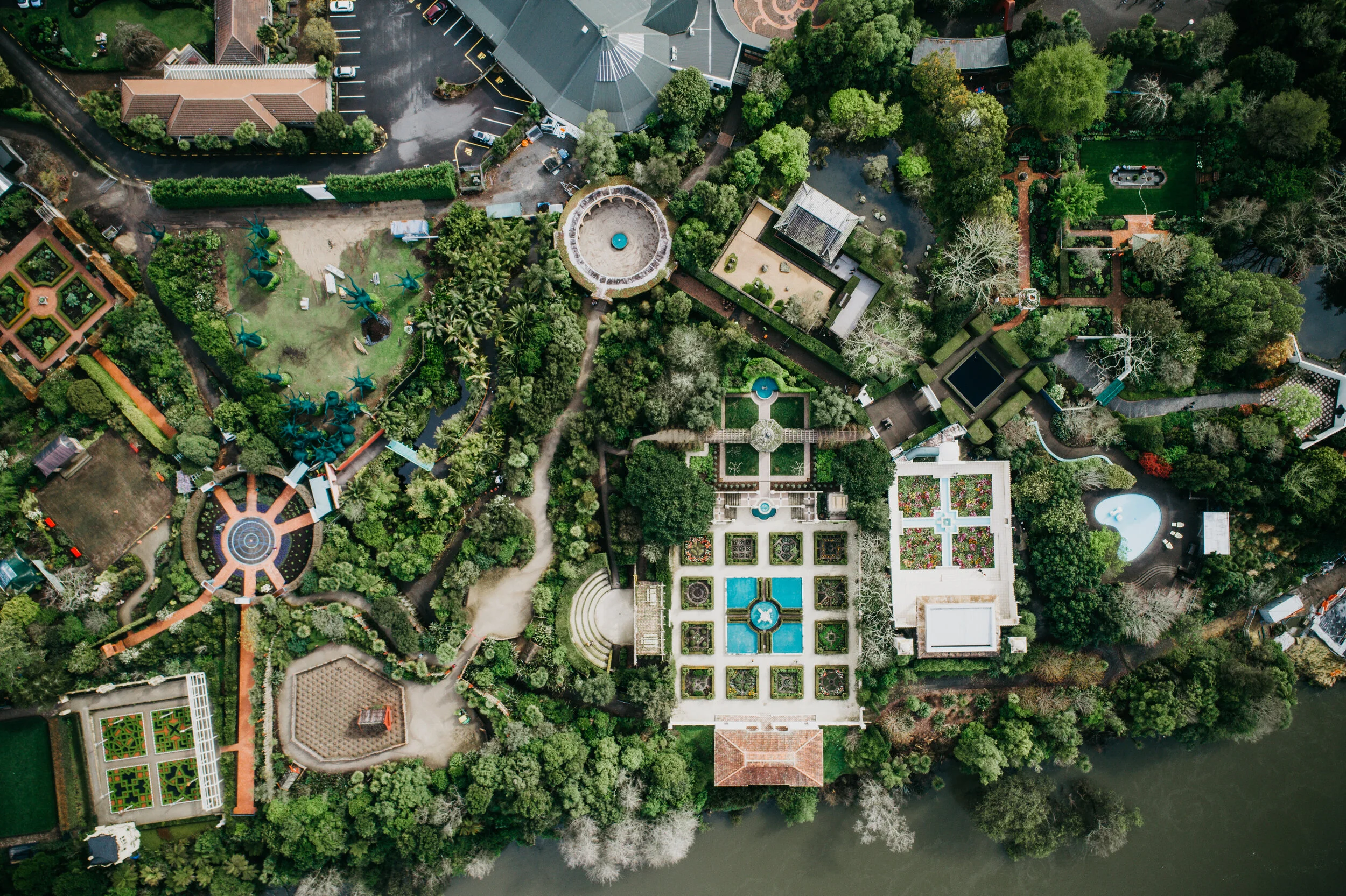 An aerial of the gardens