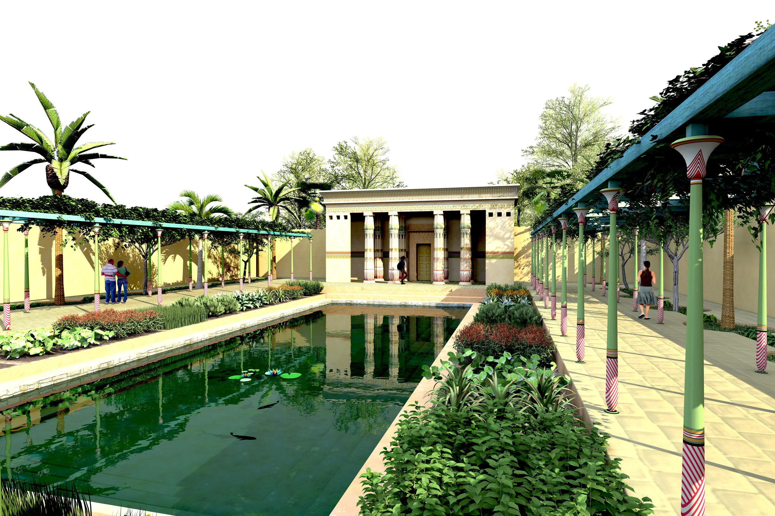 A render of the Ancient Egyptian garden that’s expected to be completed by the end of 2021