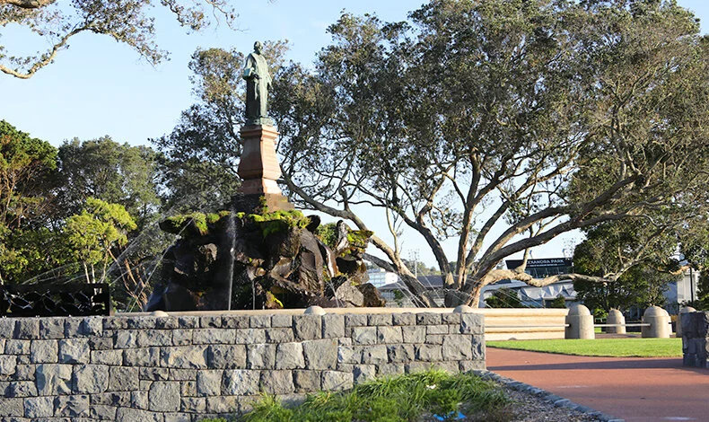 The fountain now runs on recycled water.