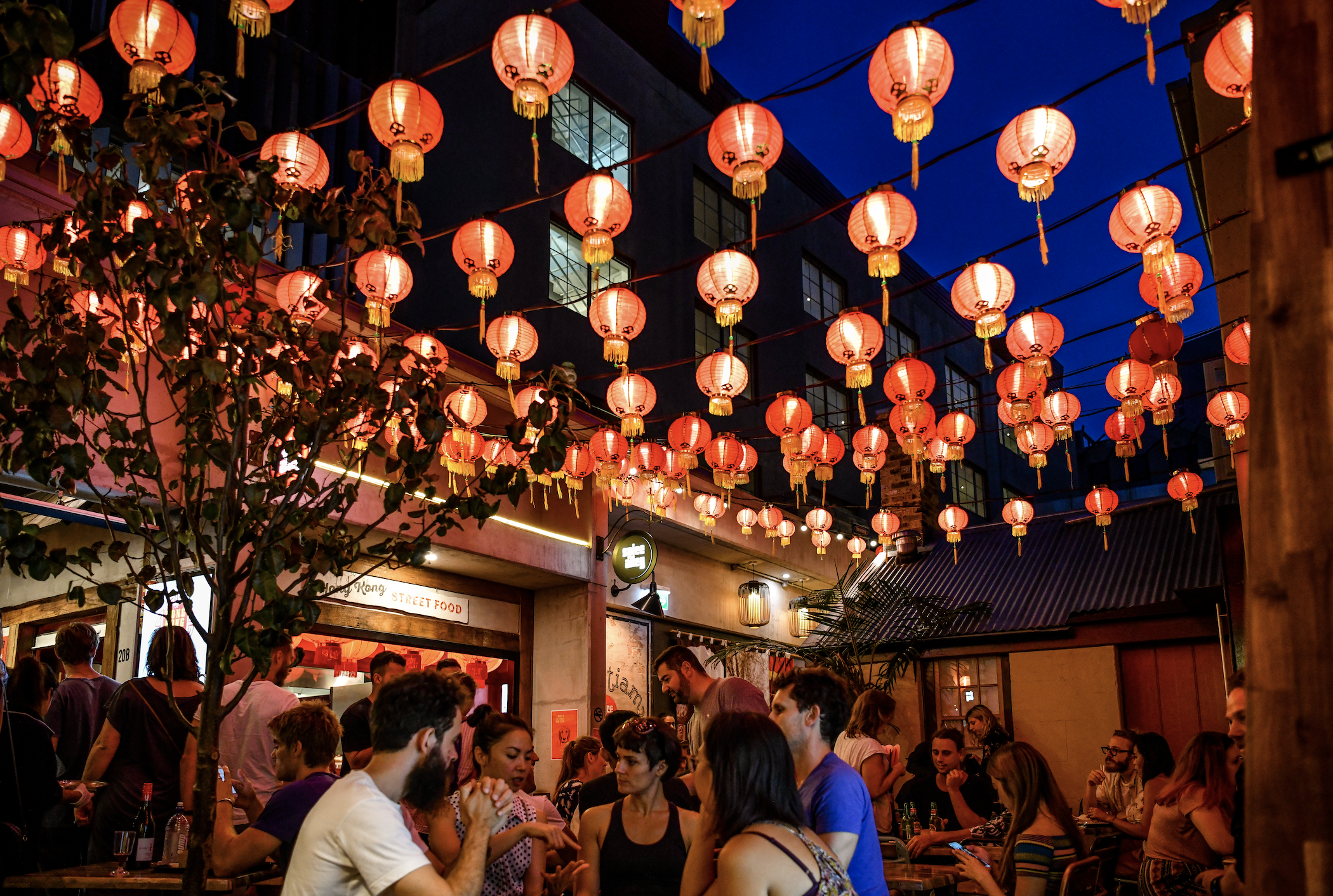 Night diners in Sydney’s Spice Alley.