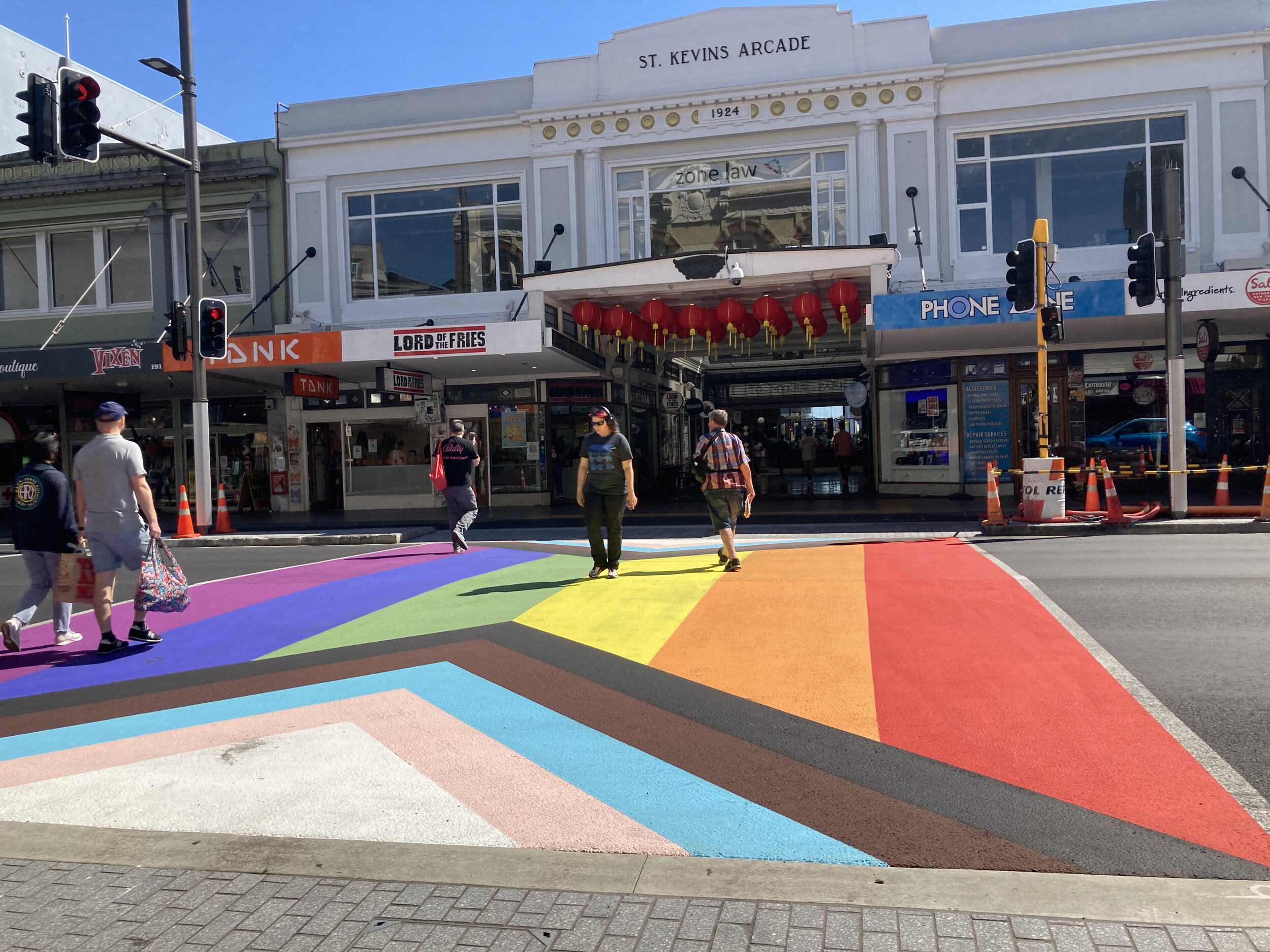 The rainbow crossing on Auckland’s Karangahape Road.