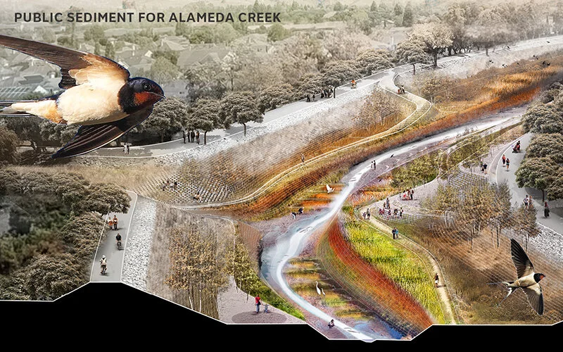 Alameda CreekASLA 2019 Professional Analysis and Planning Honor Award. Public Sediment for Alameda Creek, Alameda County, California / SCAPE and the Public Sediment team.