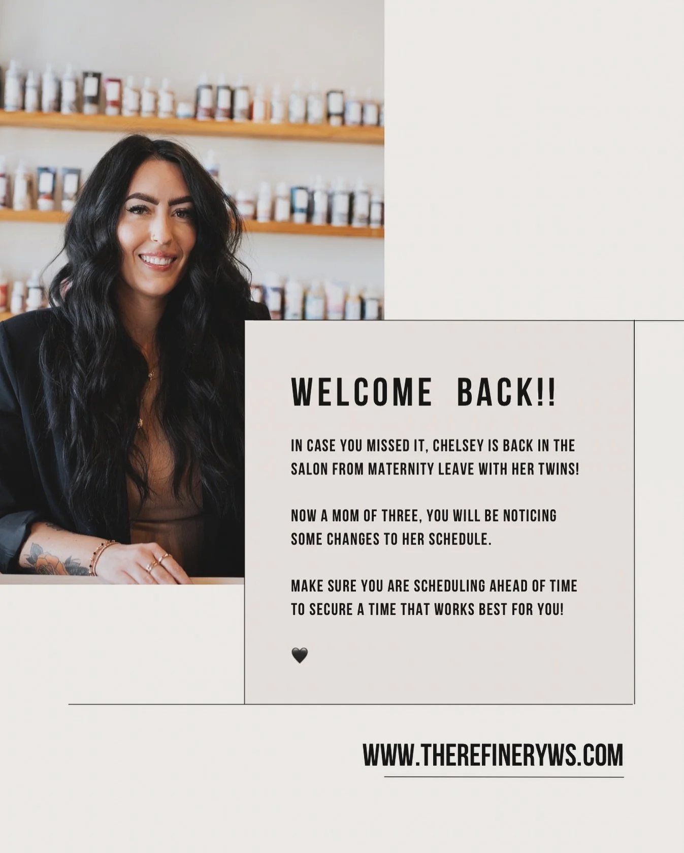 Join us in welcoming Chelsey back into the salon! We know you guys have missed her as much as we have!🖤