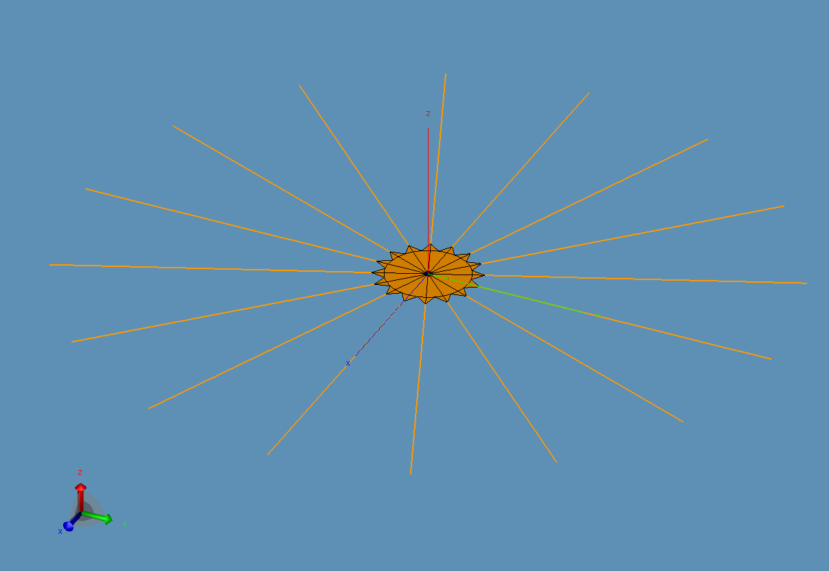 Example of another of the volcano smoke antenna with a 3.5 m circular, 1 m serrated edge ground plane and 50 m radials
