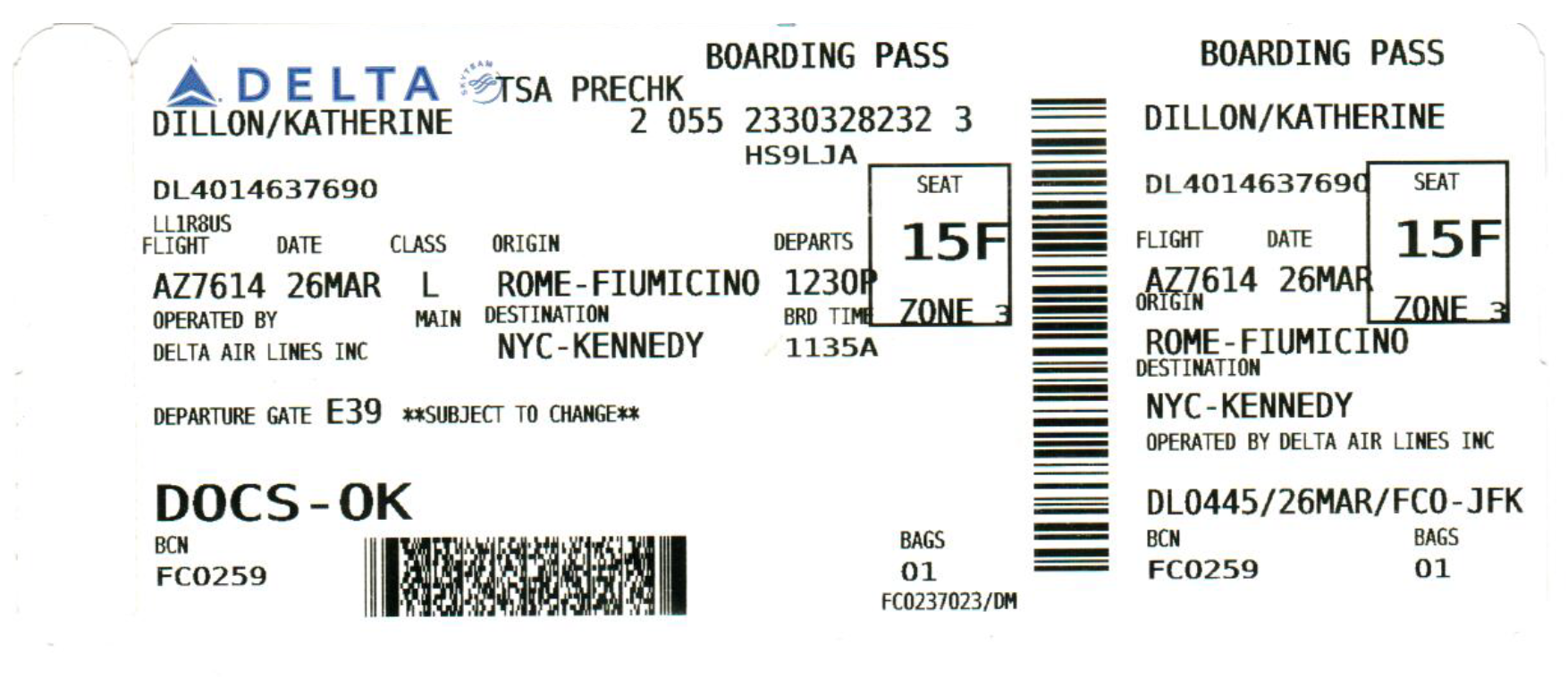 Existing plane tickets